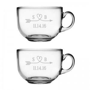 Susquehanna Glass Love Arrow Initials and Date Jumbo Mug ZSG3078
